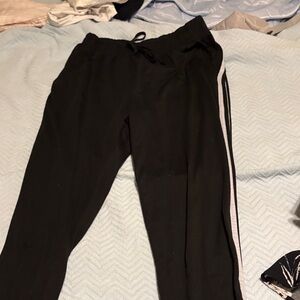Black Track Pants with White Stripe